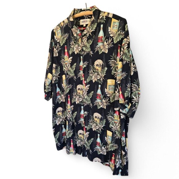 Campia Moda Mens Hawaiian Shirt Button-Down Beer & Skull Print Black XXL - Picture 10 of 10